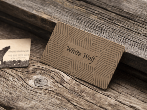 Wizytówki dla firmy White Wolf na papierze EKO KRAFT