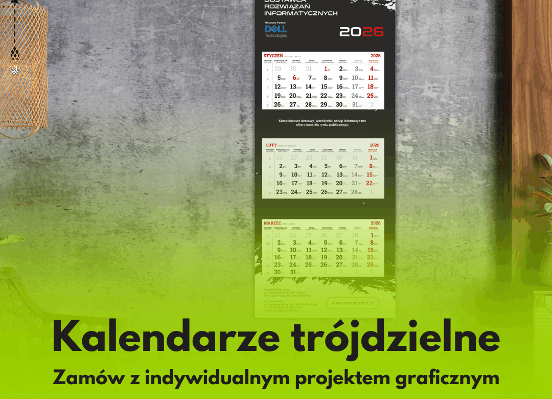 Kalendarze Trójdzielne 2026 z projektem